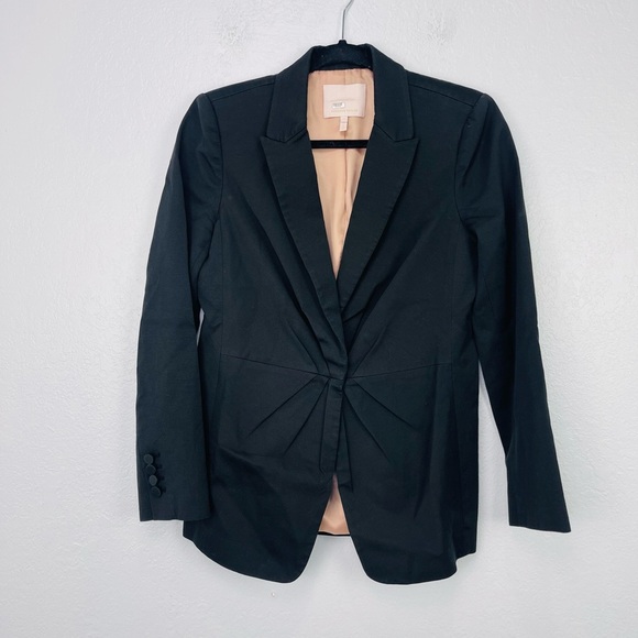 Rebecca Taylor Black Ottoman Pleated Front Blazer - Picture 5 of 7